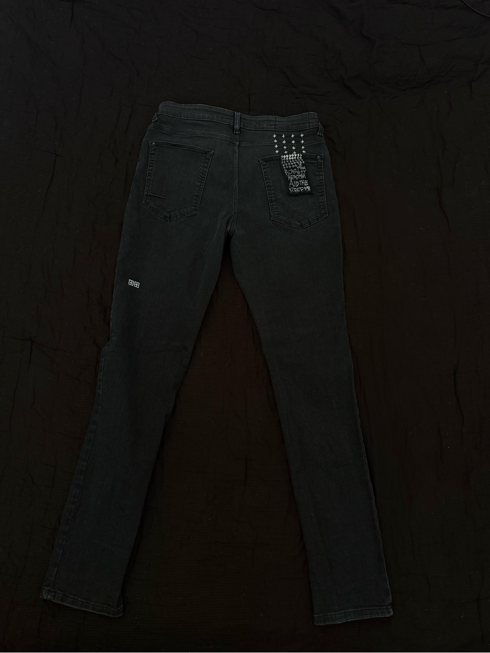 Ksubi Black Skinny Jeans with Back Patch and Stud Detail
